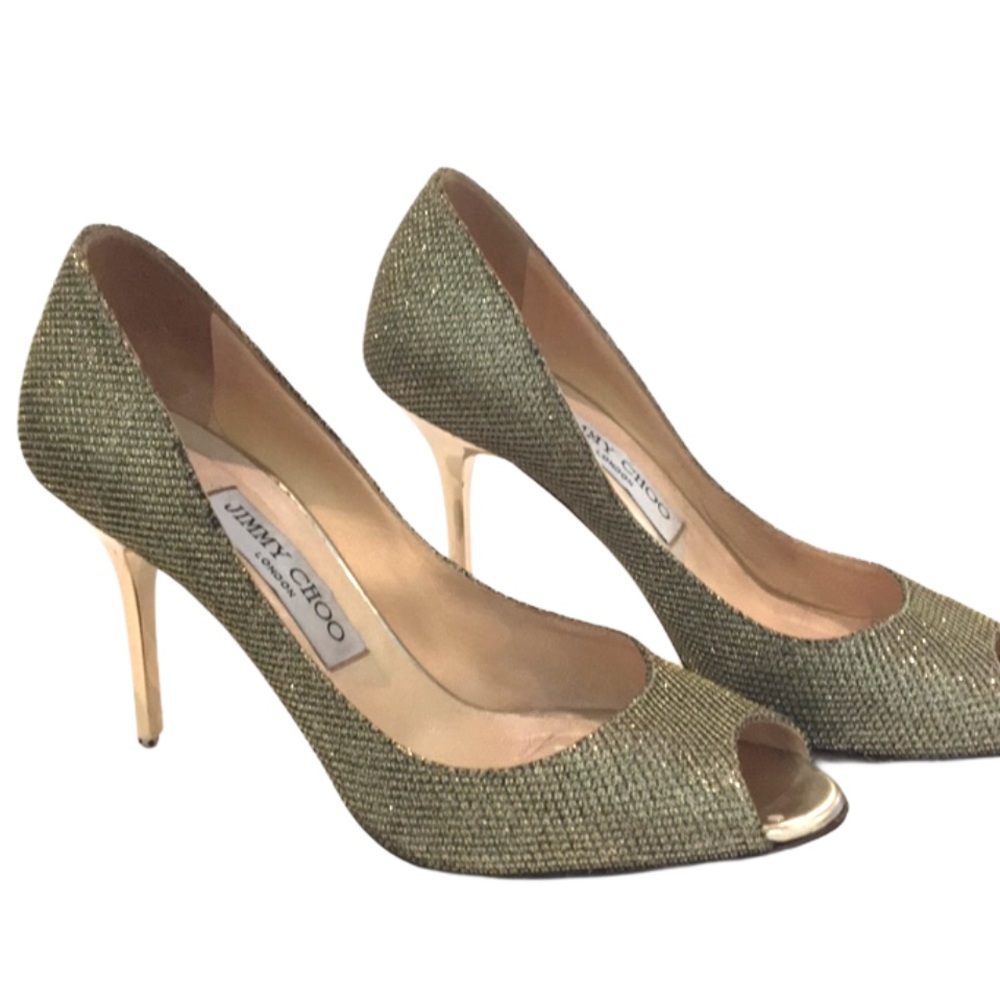 Jimmy Choo London Gold woven Heels